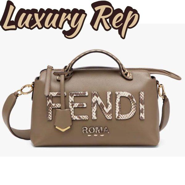 Replica Fendi FF Women By The Way Medium Gray Leather Elaphe Boston Bag