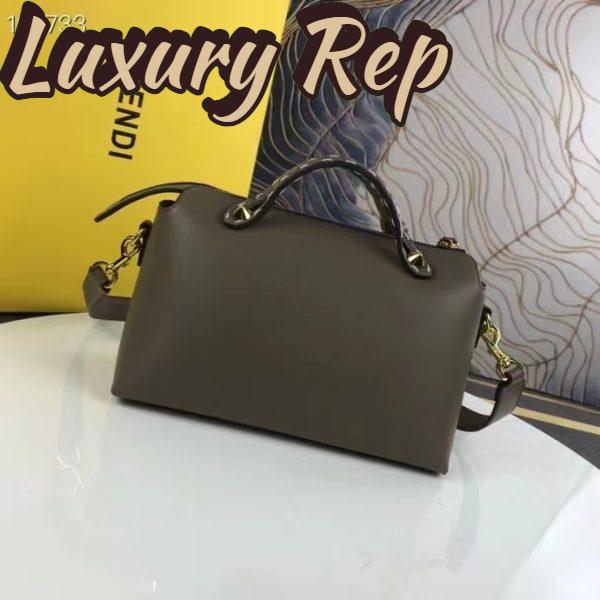 Replica Fendi FF Women By The Way Medium Gray Leather Elaphe Boston Bag 3