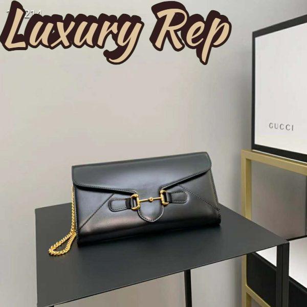 Replica Gucci GG Unisex Gucci Horsebit 1955 Wallet with Chain-Black 2