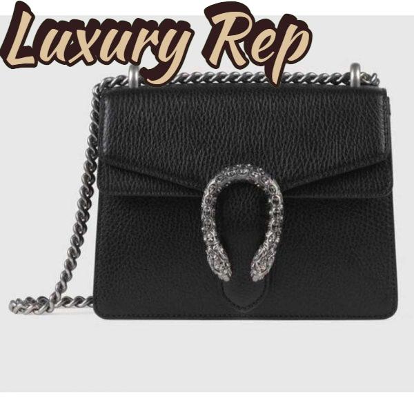 Replica Gucci GG Women Dionysus Leather Mini Bag Black Metal-Free Tanned Leather