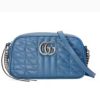 Replica Gucci Unisex GG Marmont Medium Matelassé Leather Blue Bag Double G 12