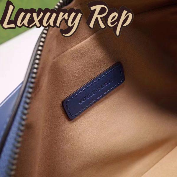 Replica Gucci Unisex GG Marmont Matelassé Shoulder Bag Blue Matelassé Leather Double G 10