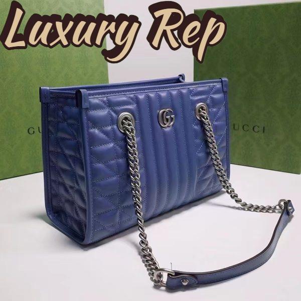 Replica Gucci Unisex GG Marmont Medium Matelassé Leather Blue Bag Double G 3