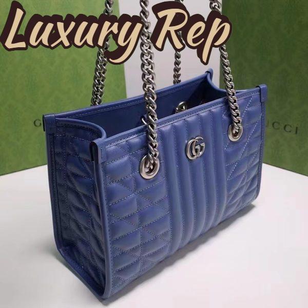 Replica Gucci Unisex GG Marmont Medium Matelassé Leather Blue Bag Double G 4