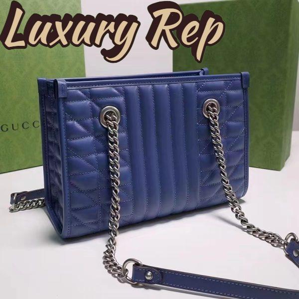 Replica Gucci Unisex GG Marmont Medium Matelassé Leather Blue Bag Double G 6