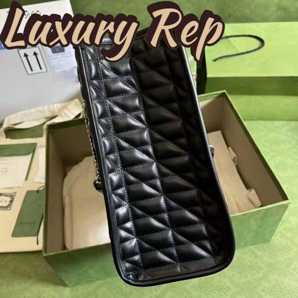 Replica Gucci Unisex GG Marmont Medium Tote Bag Black Matelassé Leather Double G 4