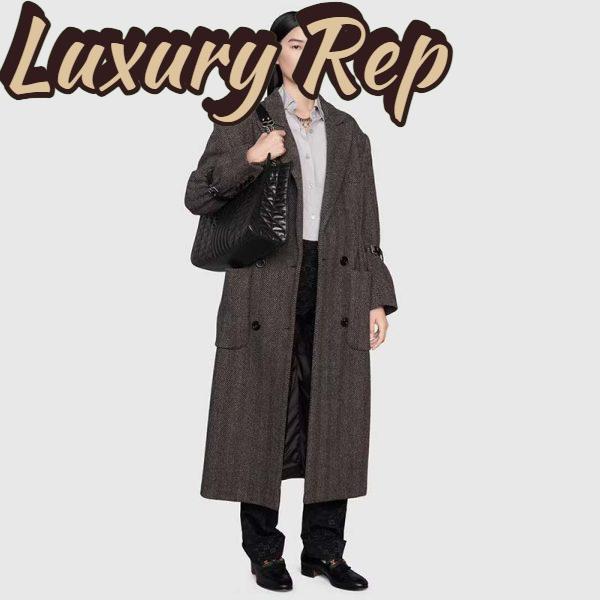 Replica Gucci Unisex GG Marmont Medium Tote Bag Black Matelassé Leather Double G 10