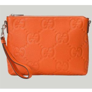 Replica Gucci Unisex Jumbo GG Medium Messenger Bag Orange Leather Zip Closure