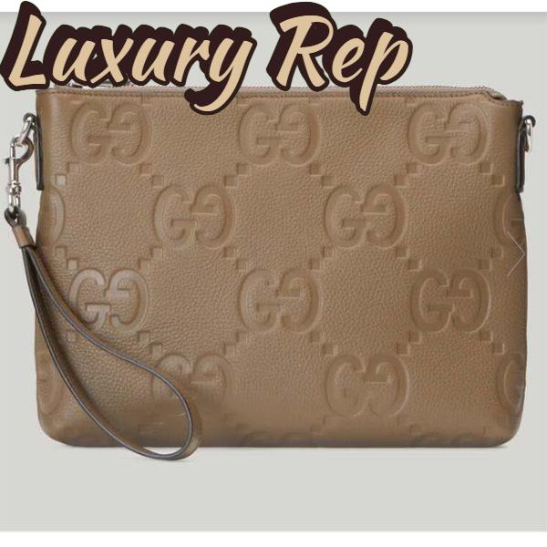 Replica Gucci Unisex Jumbo GG Medium Messenger Bag Taupe Leather Zip Closure