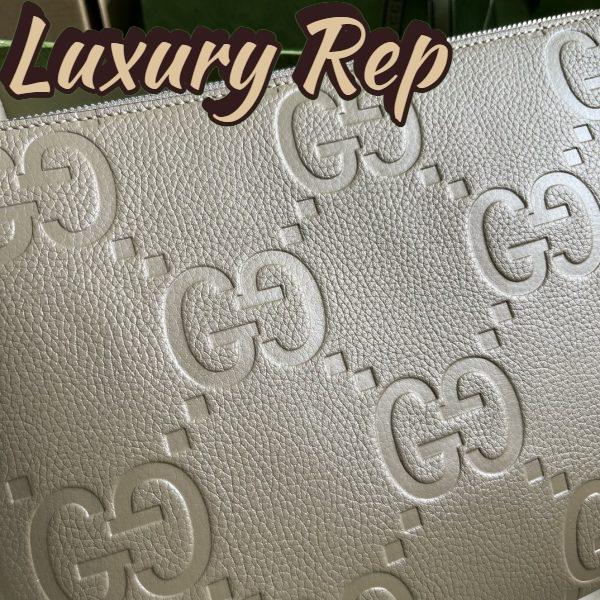 Replica Gucci Unisex Jumbo GG Medium Messenger Bag Taupe Leather Zip Closure 6