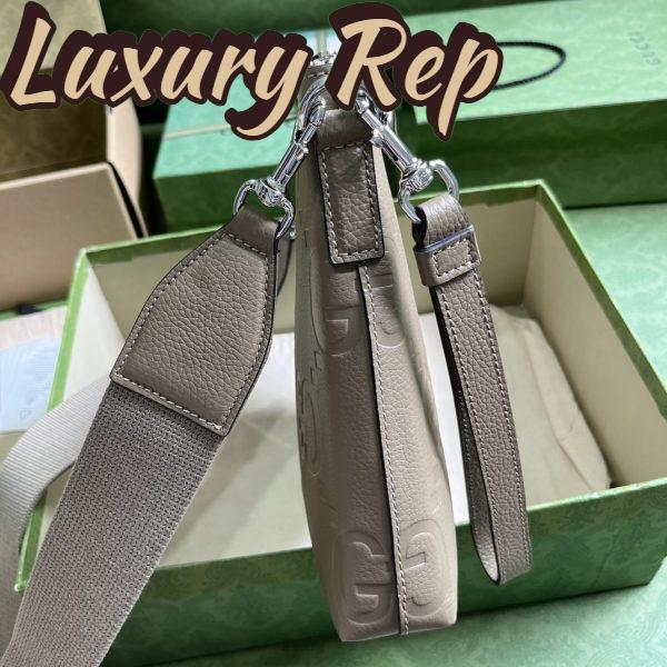 Replica Gucci Unisex Jumbo GG Medium Messenger Bag Taupe Leather Zip Closure 8