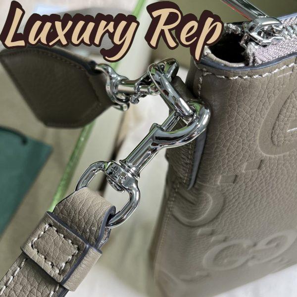 Replica Gucci Unisex Jumbo GG Medium Messenger Bag Taupe Leather Zip Closure 9