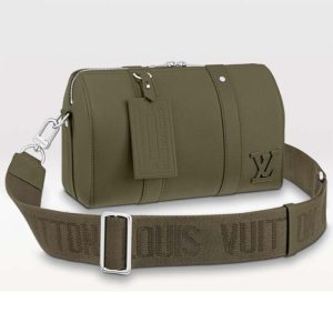 Replica Louis Vuitton Unisex City Keepall Bag Khaki LV Aerogram Cowhide Leather