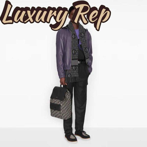 Replica Dior Unisex CD Motion Backpack Beige Black Oblique Jacquard Black Grained Calfskin 3