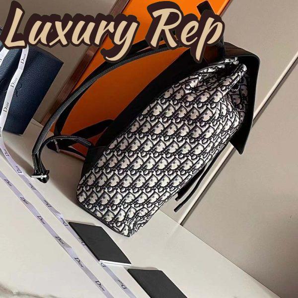 Replica Dior Unisex CD Motion Backpack Beige Black Oblique Jacquard Black Grained Calfskin 12