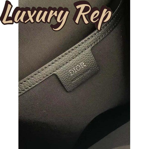Replica Dior Unisex CD Motion Backpack Beige Black Oblique Jacquard Black Grained Calfskin 19