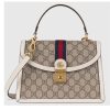 Replica Gucci Women Ophidia Small Top Handle Bag Beige Ebony GG Supreme Canvas