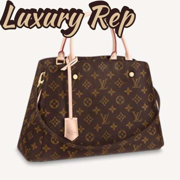 Replica Louis Vuitton Women Montaigne MM Bag Monogram Coated Canvas Natural Cowhide Leather