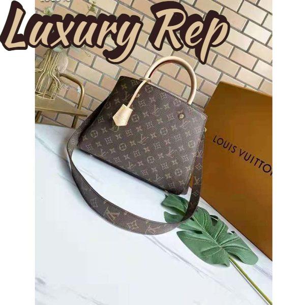 Replica Louis Vuitton Women Montaigne MM Bag Monogram Coated Canvas Natural Cowhide Leather 3