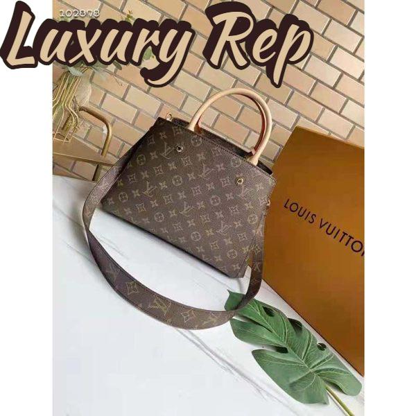 Replica Louis Vuitton Women Montaigne MM Bag Monogram Coated Canvas Natural Cowhide Leather 4