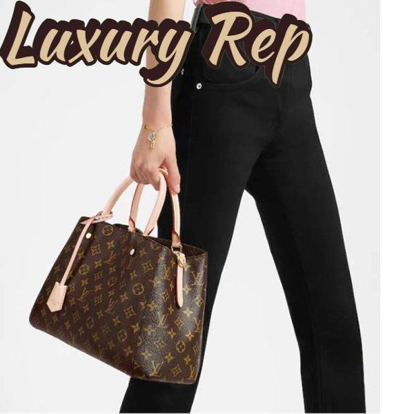 Replica Louis Vuitton Women Montaigne MM Bag Monogram Coated Canvas Natural Cowhide Leather 12
