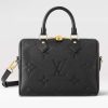 Replica Louis Vuitton Women Speedy Bandoulière 25 Handbag Black Beige Embossed Grained Cowhide Leather 14