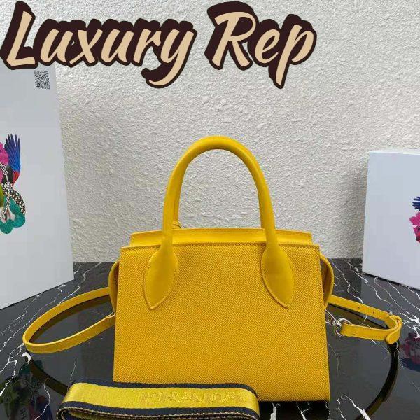 Replica Prada Women Saffiano Leather Prada Monochrome Bag-Yellow 4