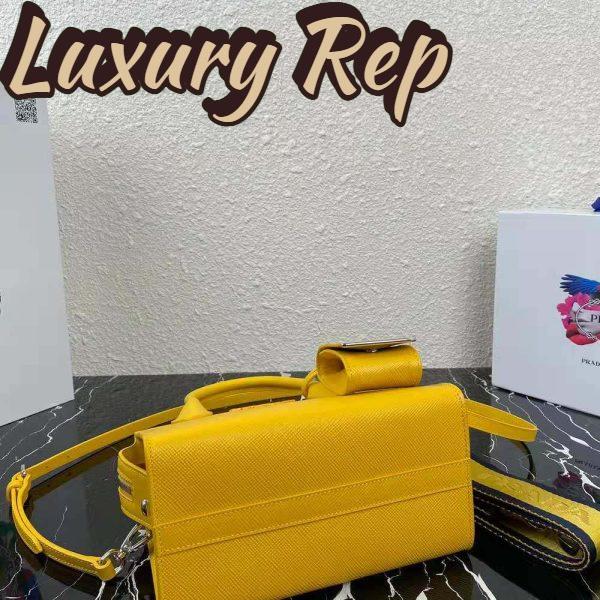 Replica Prada Women Saffiano Leather Prada Monochrome Bag-Yellow 6