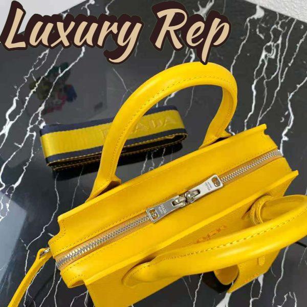 Replica Prada Women Saffiano Leather Prada Monochrome Bag-Yellow 7