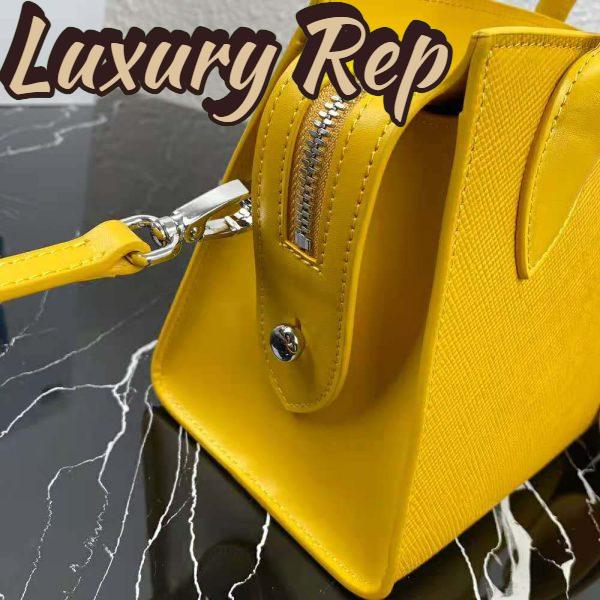 Replica Prada Women Saffiano Leather Prada Monochrome Bag-Yellow 9