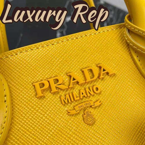 Replica Prada Women Saffiano Leather Prada Monochrome Bag-Yellow 10