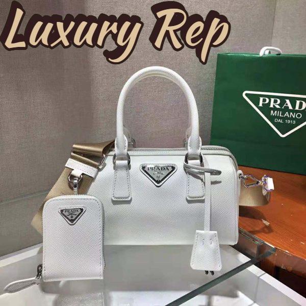 Replica Prada Women Saffiano Leather Top-handle Bag-White 3