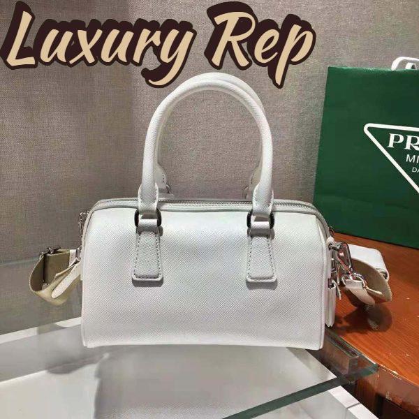 Replica Prada Women Saffiano Leather Top-handle Bag-White 4