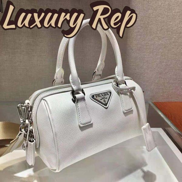 Replica Prada Women Saffiano Leather Top-handle Bag-White 5