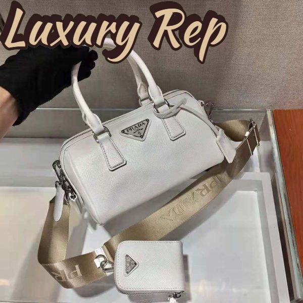 Replica Prada Women Saffiano Leather Top-handle Bag-White 6