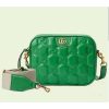 Replica Gucci Women GG Matelassé Leather Small Bag Bright Green Double G Zip Closure