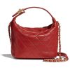 Replica Chanel Women Hobo Bag in Lambskin Leather Gold Metal-Red