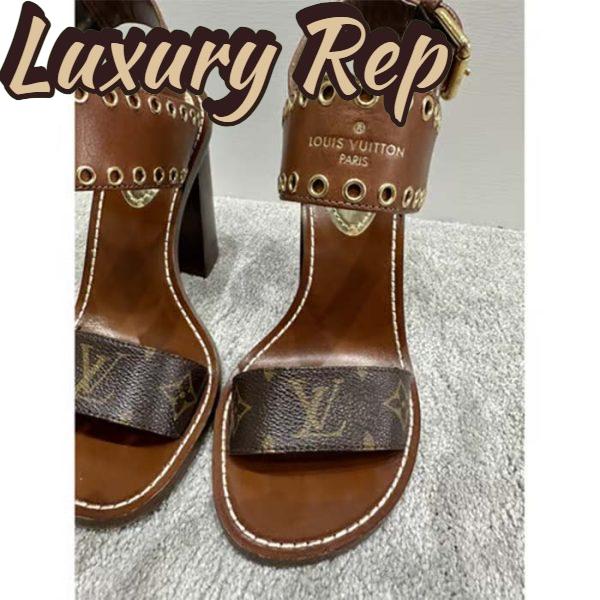 Replica Louis Vuitton LV Women Sandal Cacao Brown Monogram Canvas Leather 3