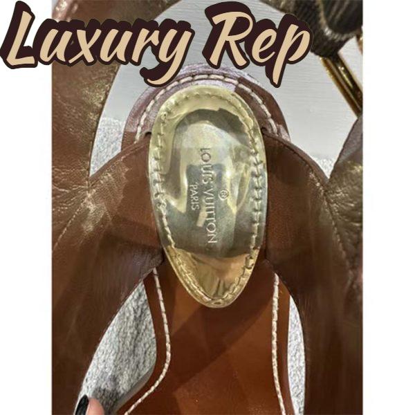 Replica Louis Vuitton LV Women Sandal Cacao Brown Monogram Canvas Leather 5