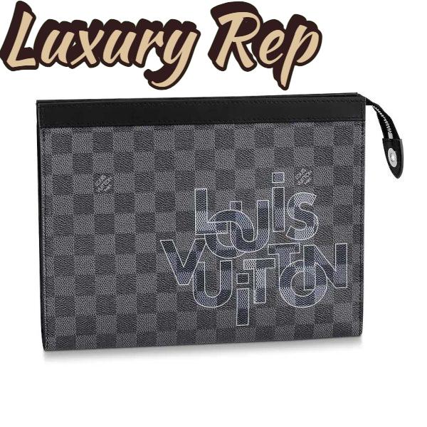 Replica Louis Vuitton LV Men Pochette Voyage MM Damier Graphite Canvas-Grey 2
