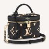 Replica Louis Vuitton LV Women Vanity PM Handbag Black Beige Embossed Grained Cowhide Leather