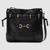 Replica Gucci GG Women Gucci 1955 Horsebit Messenger Bag in Black Soft Leather