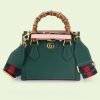 Replica Gucci GG Women Gucci Diana Mini Tote Bag Green Leather Double G