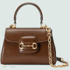Replica Gucci GG Women Horsebit 1955 Top Handle Bag Light Brown Leather Mini Size