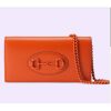 Replica Gucci GG Women Horsebit 1955 Wallet Chain Orange Leather Orange Brass Hardware