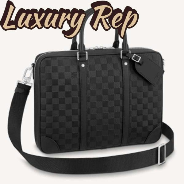 Replica Louis Vuitton LV Unisex Sirius Briefcase Black Damier Infini Onyx Cowhide Leather