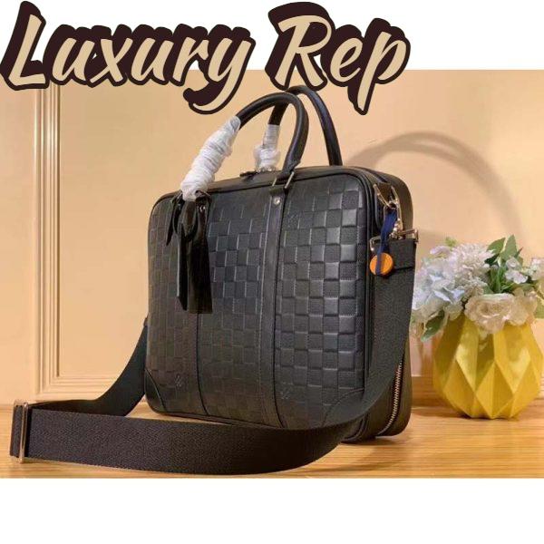 Replica Louis Vuitton LV Unisex Sirius Briefcase Black Damier Infini Onyx Cowhide Leather 4