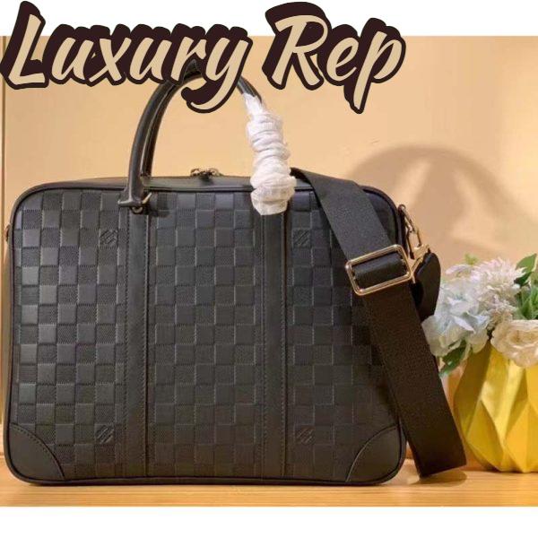 Replica Louis Vuitton LV Unisex Sirius Briefcase Black Damier Infini Onyx Cowhide Leather 5
