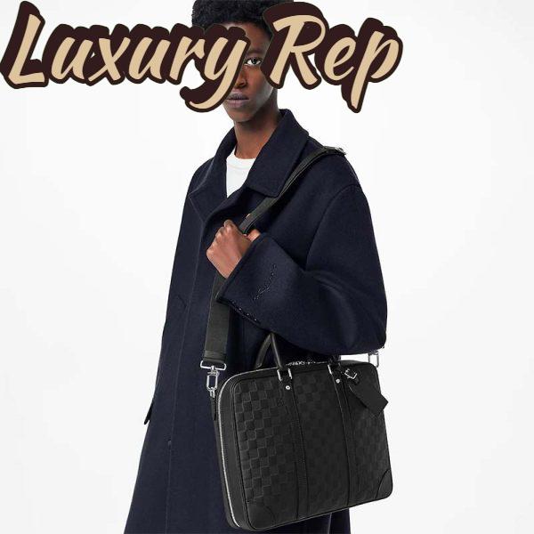 Replica Louis Vuitton LV Unisex Sirius Briefcase Black Damier Infini Onyx Cowhide Leather 13