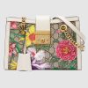 Replica Gucci GG Women Padlock GG Flora Small Shoulder Bag in Beige/Ebony GG Supreme Canvas